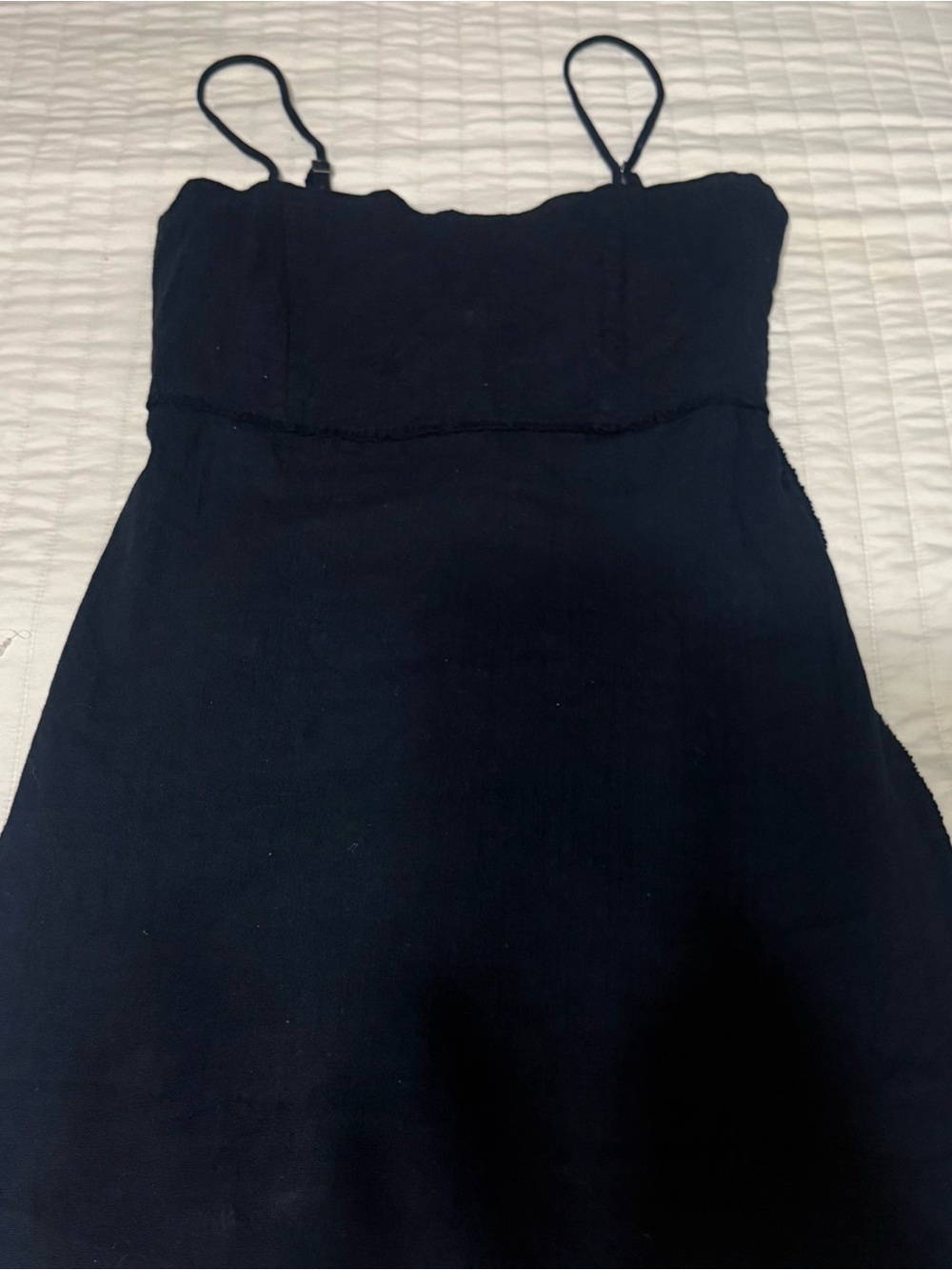 Brandy Melville navy blue linen  Spaghetti Strap Mini Dress